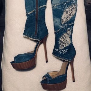Knee high Denim Boots